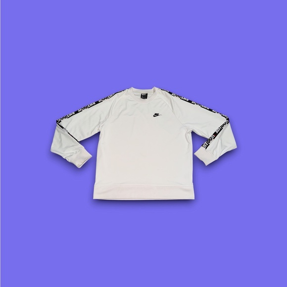 Nike just do it embroidered crewneck sweatshirt white mens large - Picture 1 of 4
